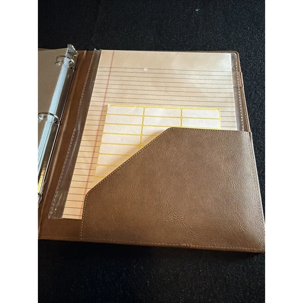 Stationery Bundle - Brown Clipboard Portfolio Folio & Clear Floral Tab Dividers